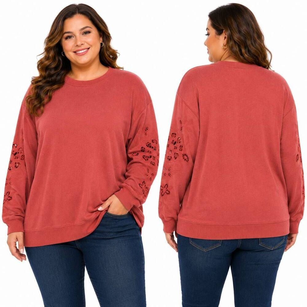 Maurices Floral Embroidered Sweatshirt 0X